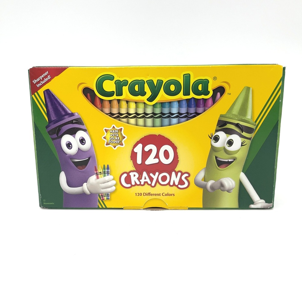 Crayola‎ 120 Crayons Box Colorful Built In Sharpener Made With Solar Power Art